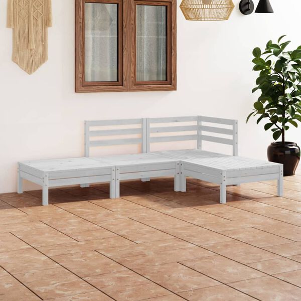 vidaXL Garden Lounge Set White Solid Pinewood Medium Modular