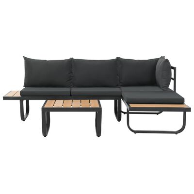 vidaXL 2 Piece Patio Corner Sofa Set with Cushions Aluminum WPC