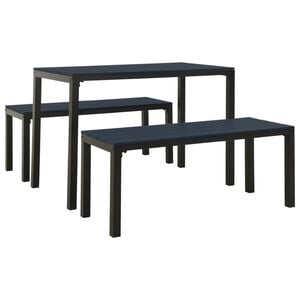 vidaXL Garden Dining Set Black Steel, Wood Plastic Composites Medium