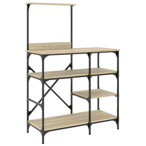 vidaXL Baker's Rack Sonoma Oak 35.4"x15.7"x52" Engineered Wood and Metal