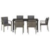 vidaXL Garden Dining Set with Cushion 7 pcs Grey Poly Rattan