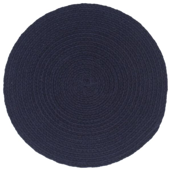 vidaXL Placemat Set of 6 Navy Blue 100% Cotton 15 in diameter Non-slip