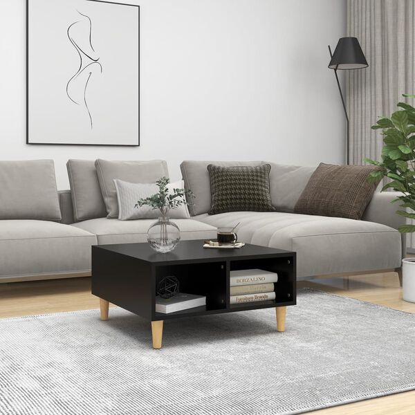vidaXL Coffee Table Black Engineered wood, solid eucalyptus wood Medium