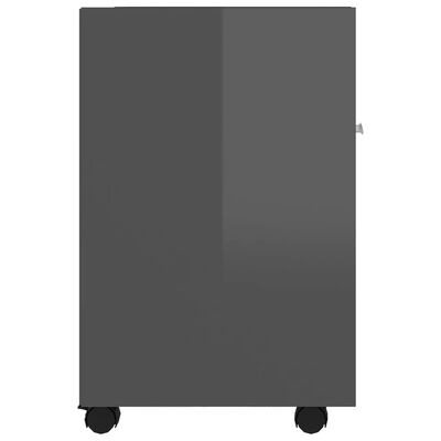 vidaXL Side Cabinet with Wheels High Gloss Gray 13"x15"x23.6" Engineered Wood