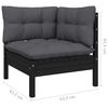 vidaXL Garden Lounge Set Black Solid pine wood, polyester fabric Large