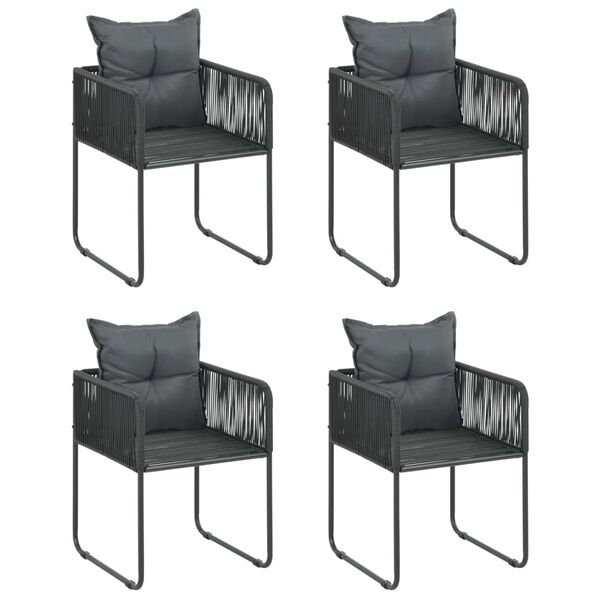 vidaXL Dining Set Black PVC rattan 5-piece set Foldable Dining Set