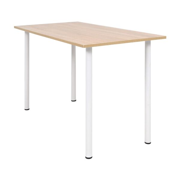 vidaXL Dining Table Oak and White Engineered wood, Steel Medium Durable