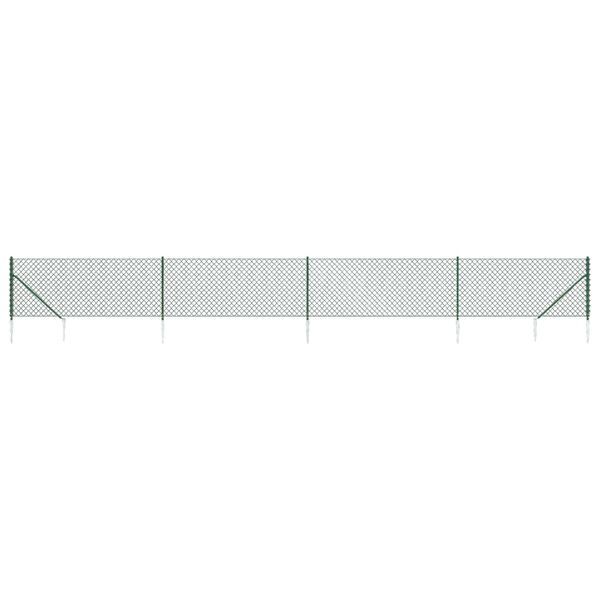 vidaXL Chain Link Fence with Spike Anchors Green 3.3x32.8'