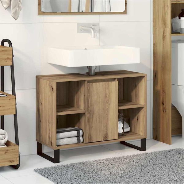 vidaXL Bathroom Cabinet with Door Artisan Oak 31.50 x 12.99 x 23.62 in