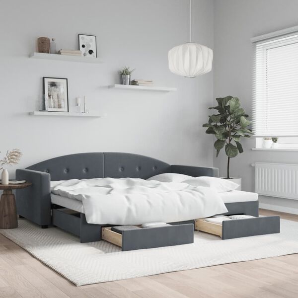 vidaXL Daybed With Trundle Dark gray