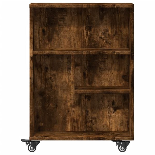 vidaXL Narrow Storage Cart Smoked Oak Engineered Wood 18.9 x 5.1 x 26.8 in