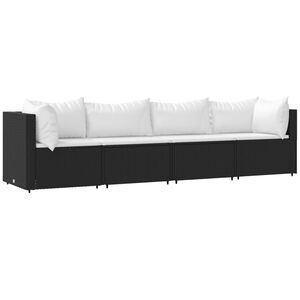 vidaXL Patio Lounge Set Black, White (Cushions)