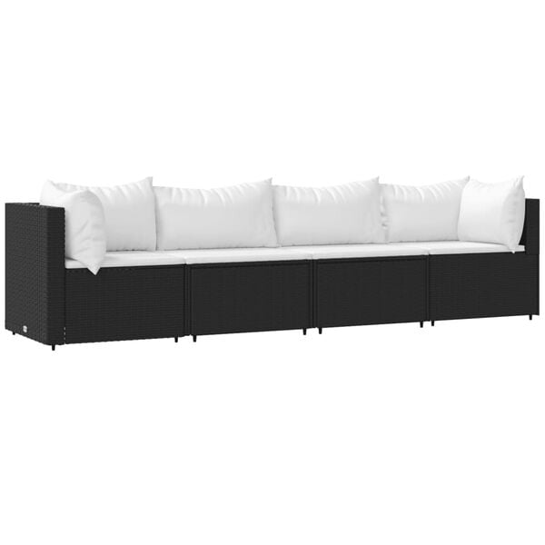 vidaXL Patio Lounge Set Black, White (Cushions)