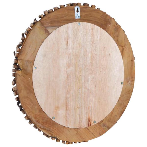 vidaXL Mirror Natural Teak Solid teak wood and glass 23.6 in diameter