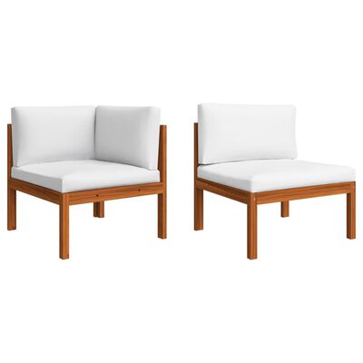 vidaXL 9 Piece Patio Lounge Set with Cushions Cream Solid Acacia Wood