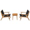 vidaXL Garden Chairs with Table 3 pcs Black Solid Acacia wood
