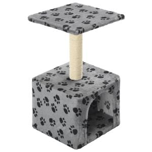 vidaXL Cat Tree Grey with black paw prints