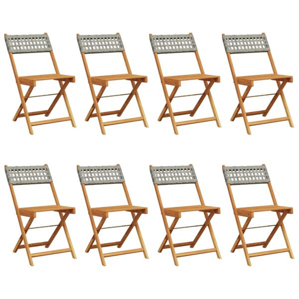 vidaXL Garden Chair Set of 8 Grey Solid Acacia wood Standard