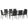 vidaXL 9 Piece Patio Dining Set Black Textilene and Steel