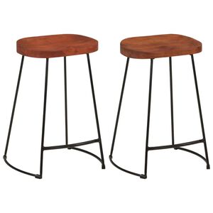 vidaXL Bar Stool Set of 2 Natural Mango Wood Solid Mango Wood Standard