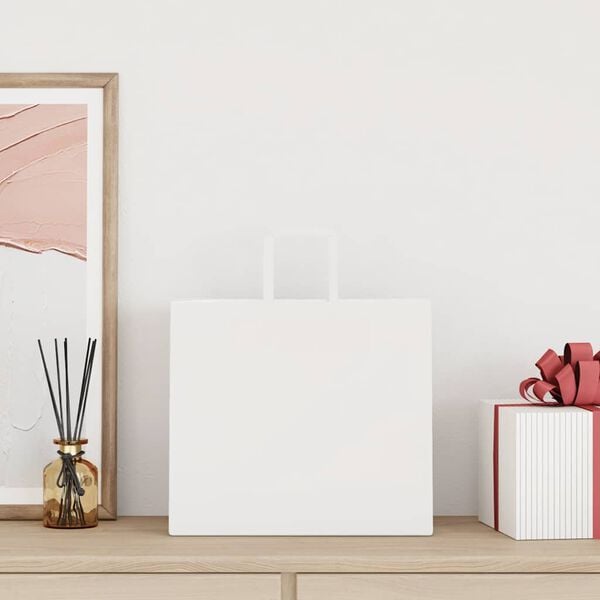 vidaXL Paper Bags 50 pcs with Handles White 32x22x28 cm