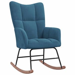 vidaXL Rocking Chair Blue Velvet Medium Nice Design Rocking Chair