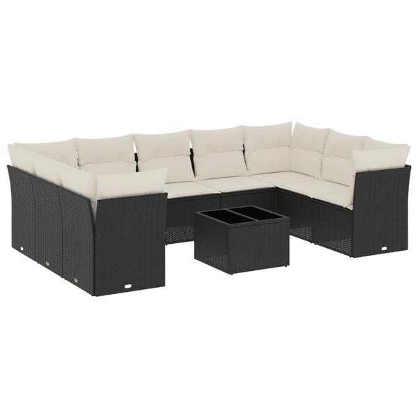 vidaXL Garden Sofa Set Black, Cream