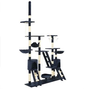 vidaXL Cat Tree Blue Particle board frame, plush, sisal rope Extra Tall