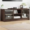 vidaXL TV Cabinet Brown Oak Engineered Wood, Glass Medium TV Cabinet