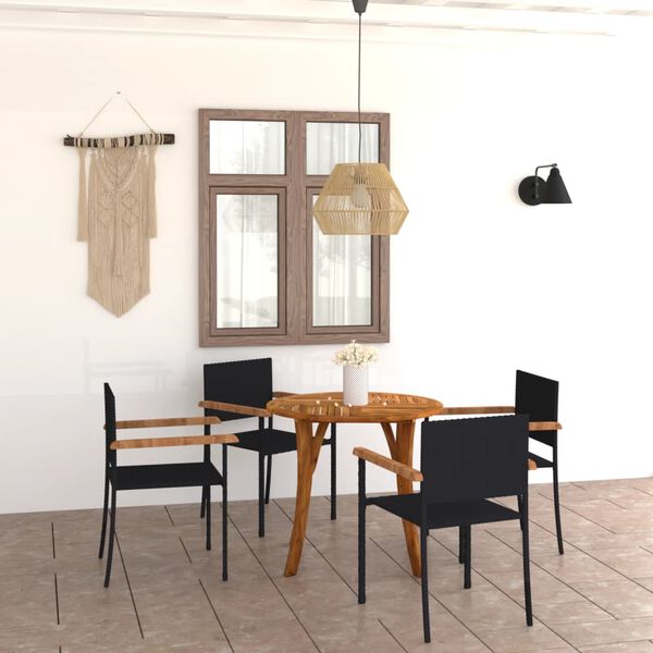 vidaXL 5 Piece Patio Dining Set Black