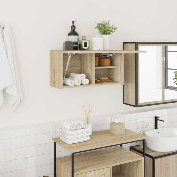 vidaXL Bathroom Wall Cabinet Sonoma Oak Engineered Wood Small