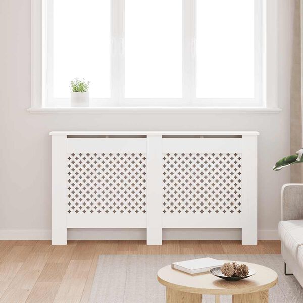 vidaXL Radiator Cover White 59.8"x7.5"x32.1" MDF