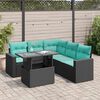 vidaXL 6 Piece Patio Sofa Set with Cushions Black Poly Rattan Acacia