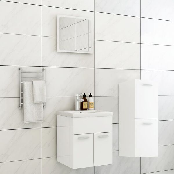 vidaXL Bathroom Furniture Set High gloss white Engineered wood, ceramic