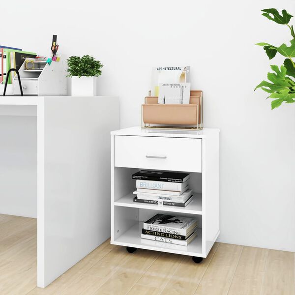 vidaXL Storage Cabinet High Gloss White Manufactured Wood Compact