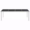 vidaXL Dining Table Black and grey Glass and powder-coated steel Large