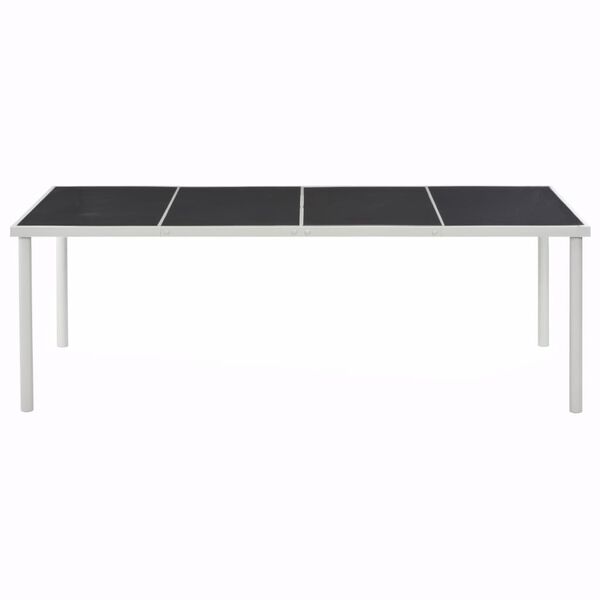 vidaXL Dining Table Black and grey Glass and powder-coated steel Large
