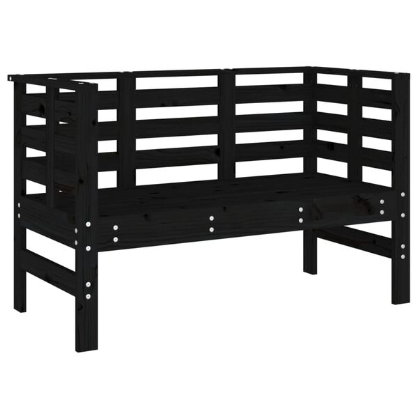 vidaXL Garden Bench Black Solid pine wood 43.9 x 20.9 x 28.0 in Durable