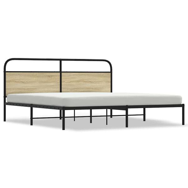 vidaXL Bed Frame Sonoma oak Steel, engineered wood Super King Durable