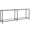 vidaXL Console Table Transparent, Black Tempered Glass, Powder-Coated Steel