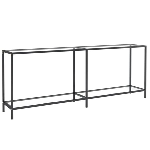 vidaXL Console Table Transparent, Black Tempered Glass, Powder-Coated Steel