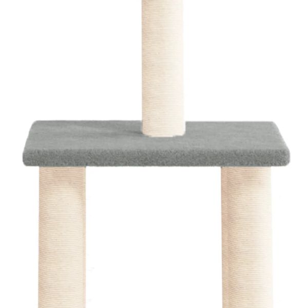 vidaXL Cat Tree Light grey Engineered wood, plush, sisal 33.7 in tall