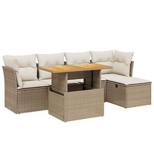 vidaXL Garden Sofa Set Beige PE rattan Large Modular Garden Sofa Set