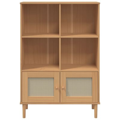 vidaXL Bookcase SENJA Rattan Look Brown 35.4"x13.8"x51.2" Solid Wood Pine