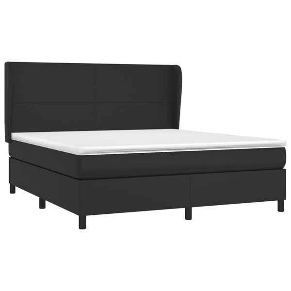 vidaXL Box Spring Bed Black and White Faux leather, plywood, engineered wood