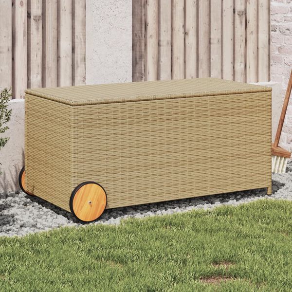 vidaXL Garden Storage Box Mix Beige PE Rattan Large Garden Storage Box
