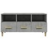 vidaXL TV Cabinet Concrete Gray Engineered Wood, Solid Eucalyptus Wood