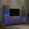 vidaXL TV Wall Unit Concrete Grey Engineered Wood, Glass Large