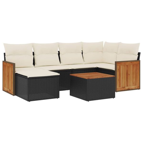 vidaXL Garden Sofa Set Black, Cream White