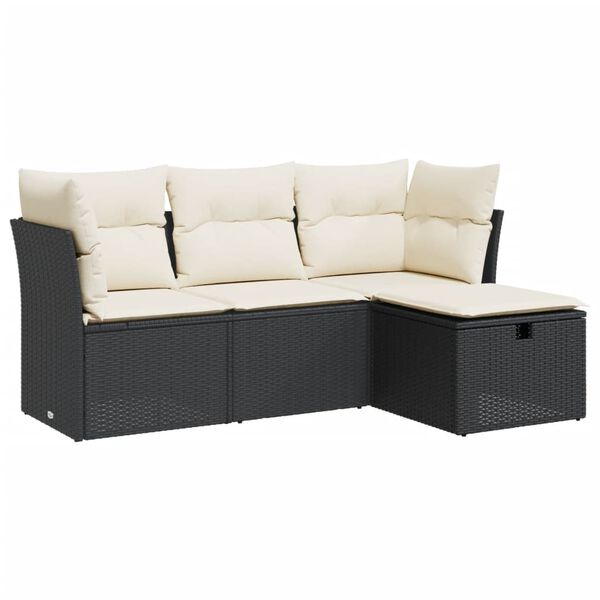 vidaXL Garden Sofa Set Black and cream PE rattan, powder-coated steel
